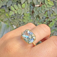 Cushion-Cut Aquamarine Aqueduct Ring