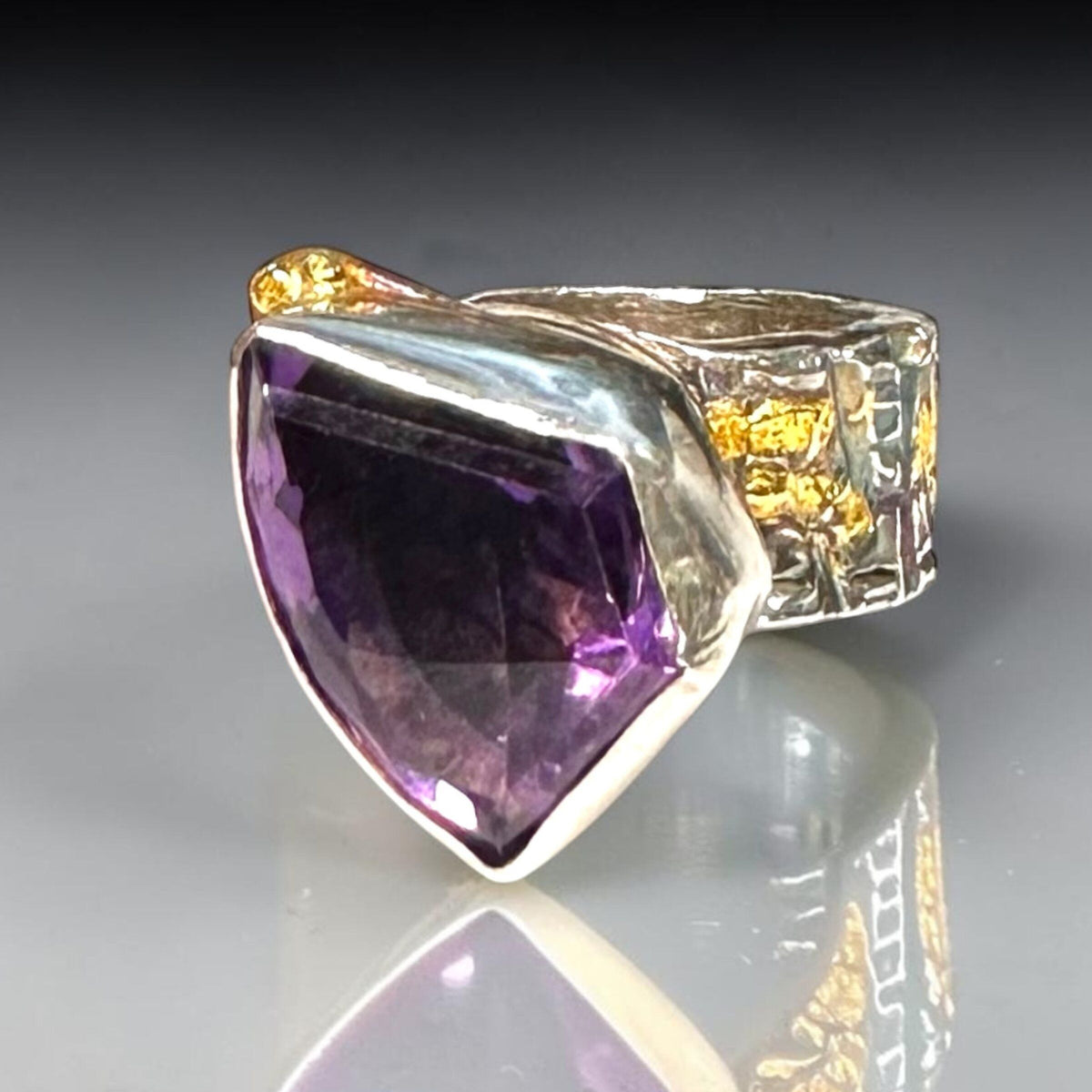 Dimensional Amethyst Statement Ring