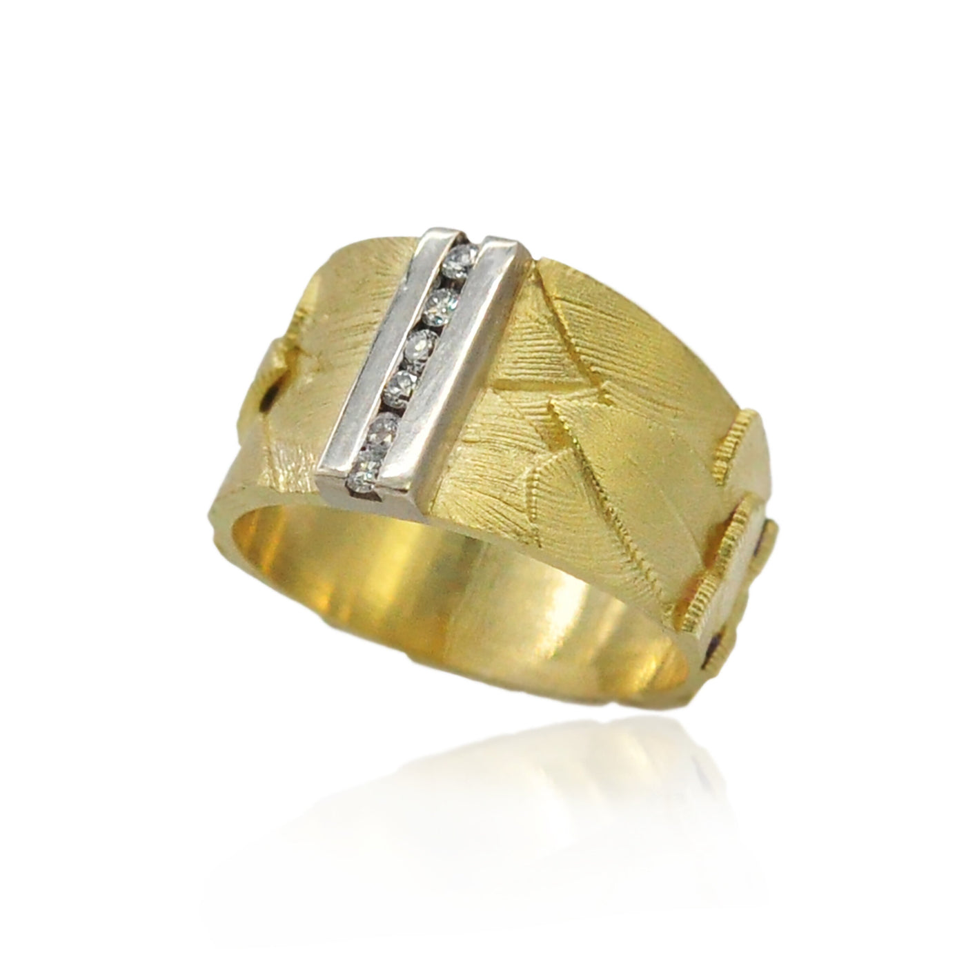 Gold & Diamond Feather Ring