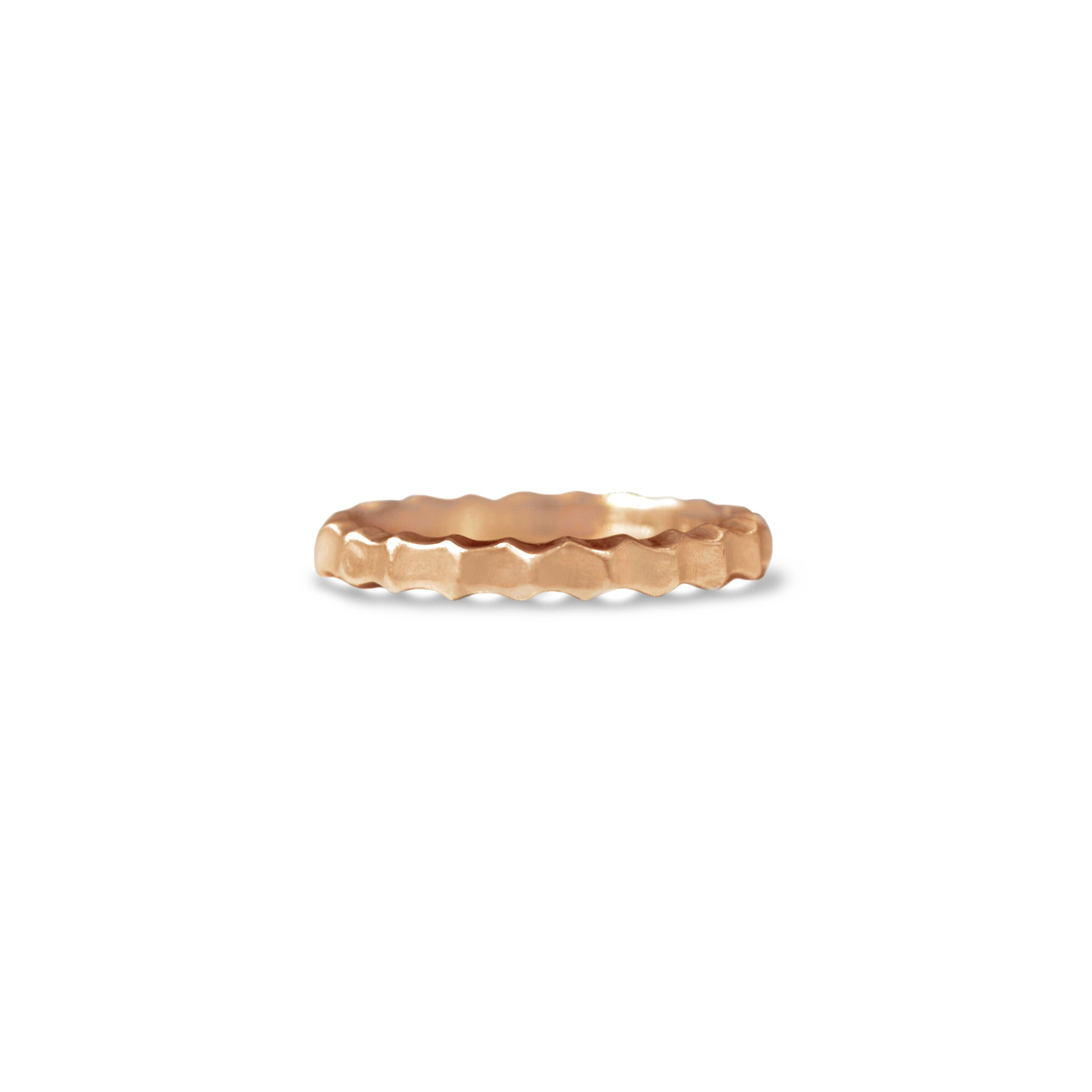 18k Rose Gold, wide ridged