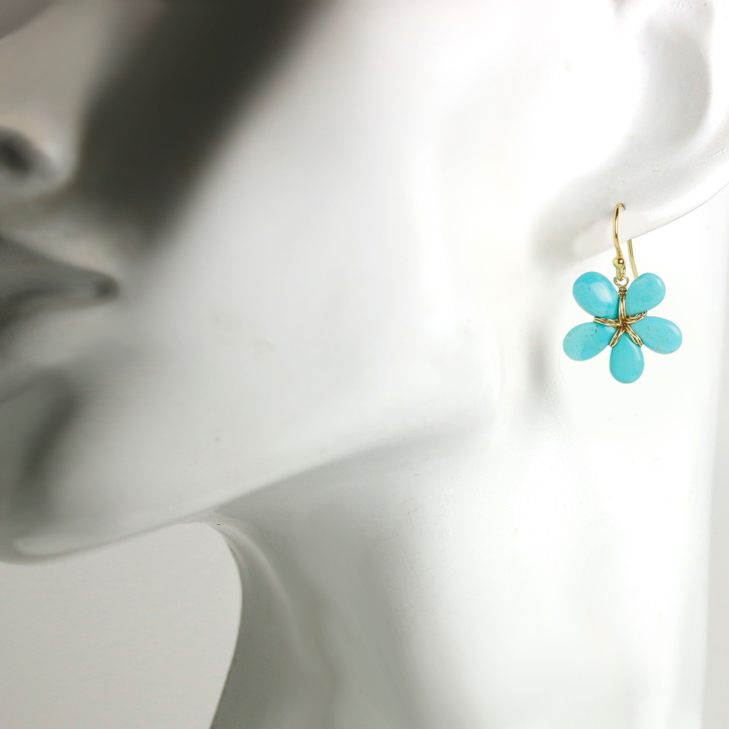Sleeping Beauty Turquoise Flower Earrings