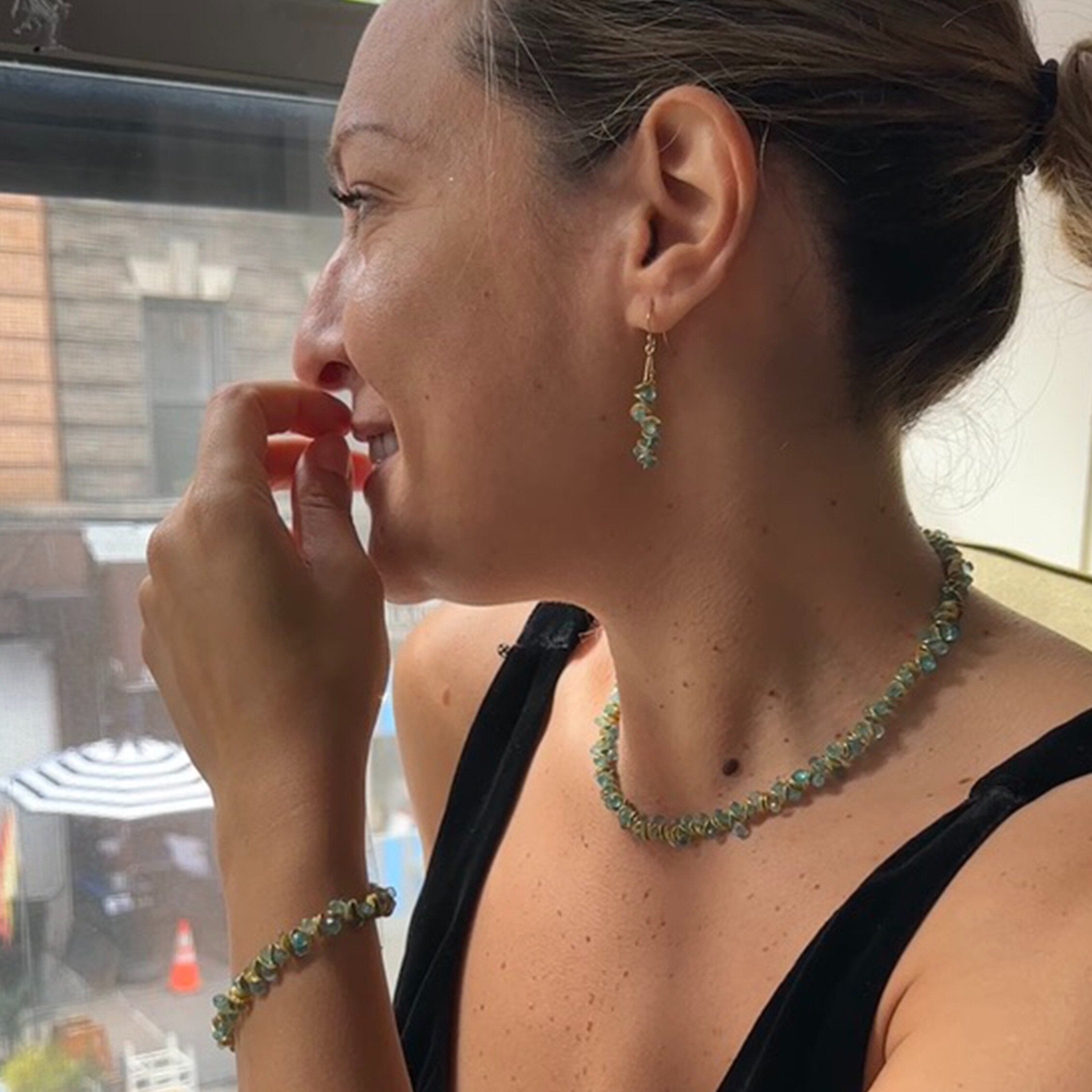 Aqua Apatite Signature Earrings