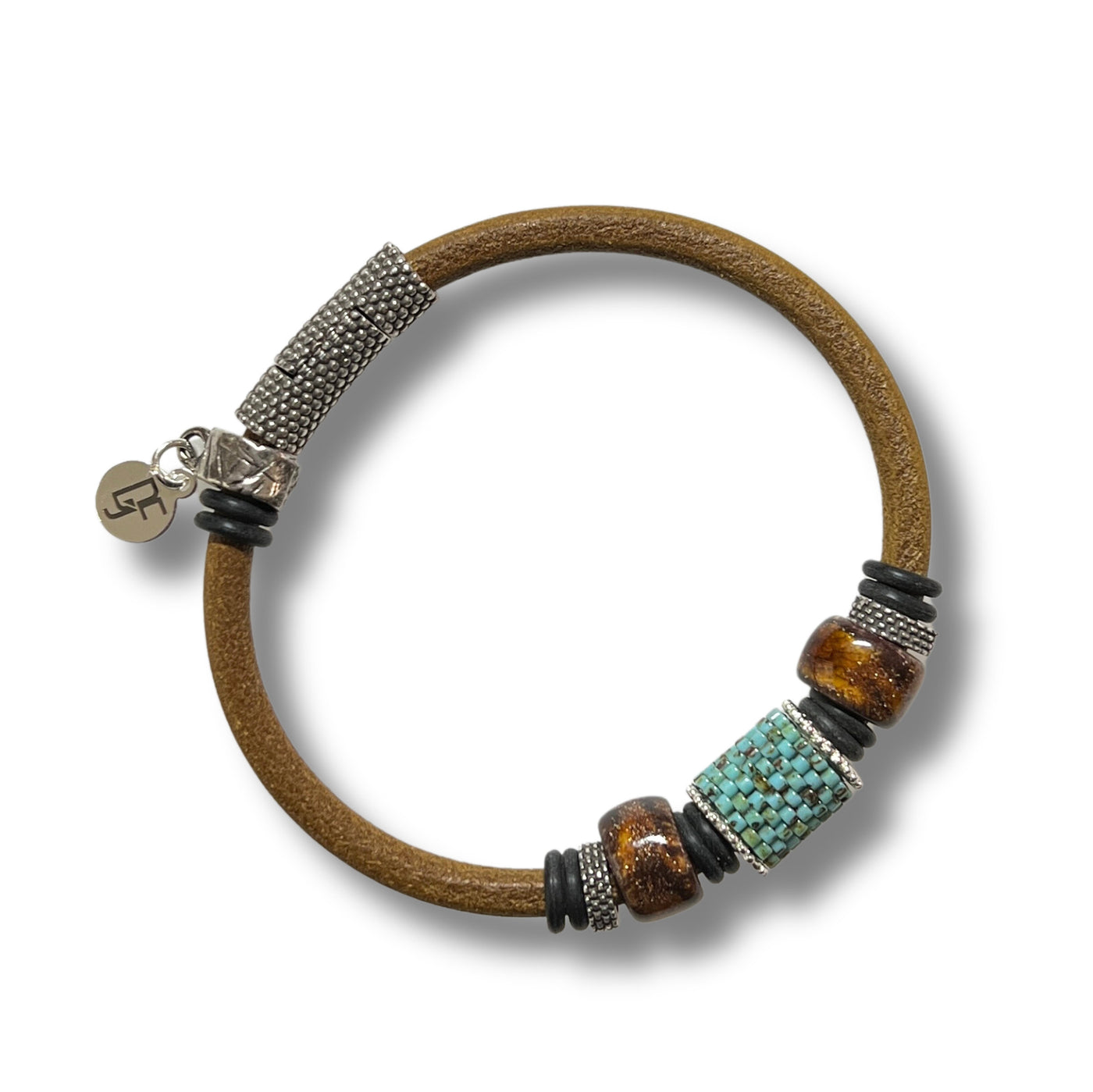 Turquoise, Olive Green Leather