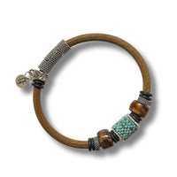 Turquoise, Olive Green Leather