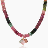 Multi-Tourmaline Slices Gold Necklace