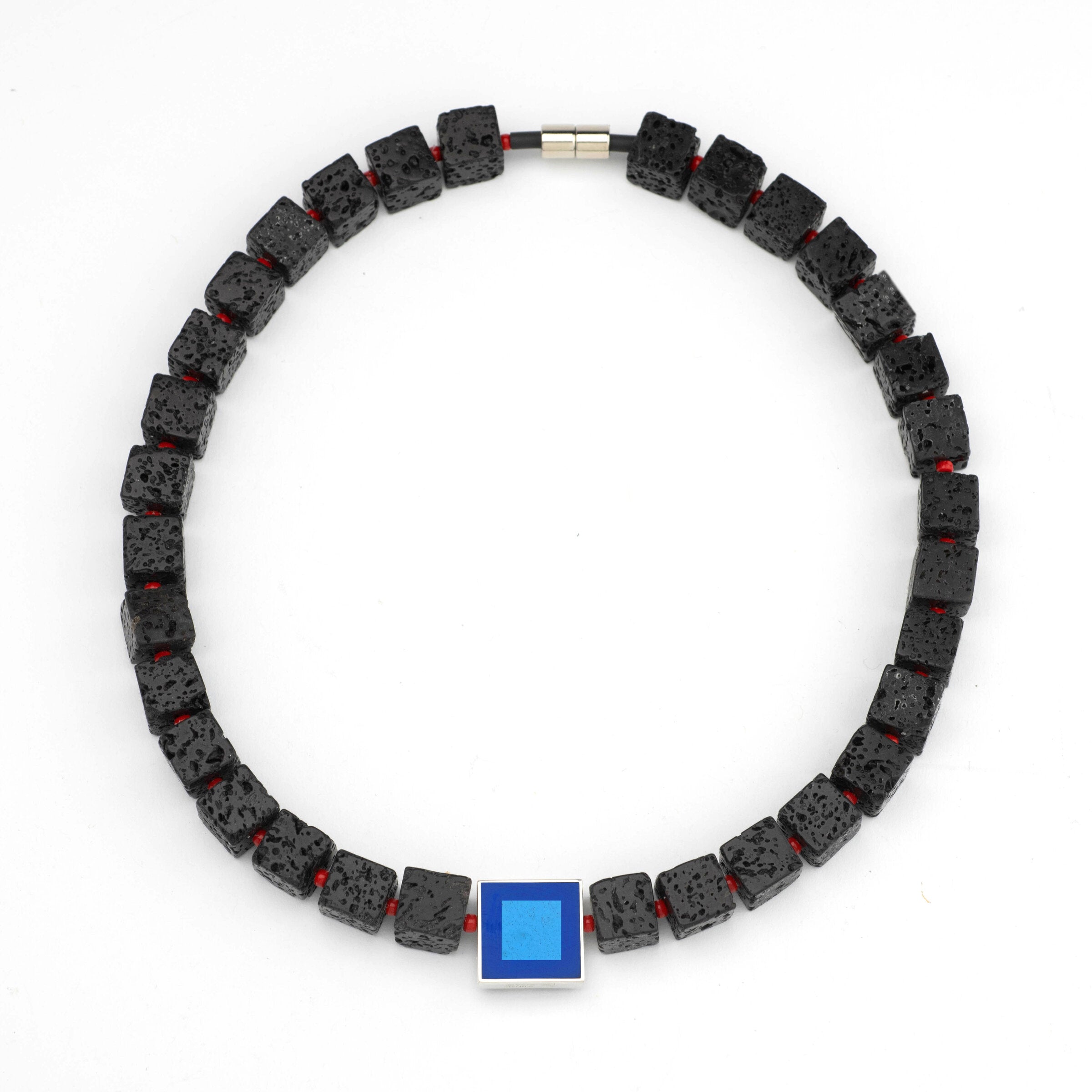 Japanese Lava Necklace in Red and Black
