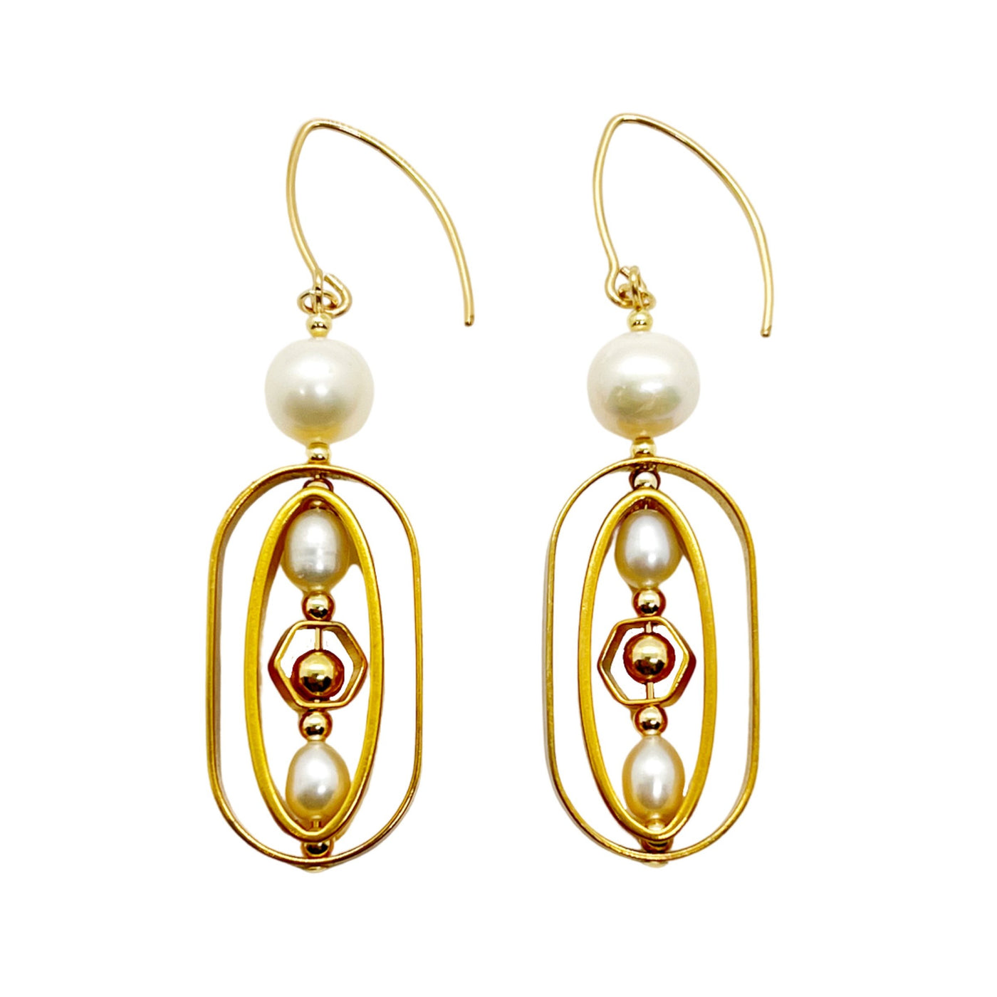 Pearls Geometric Earrings