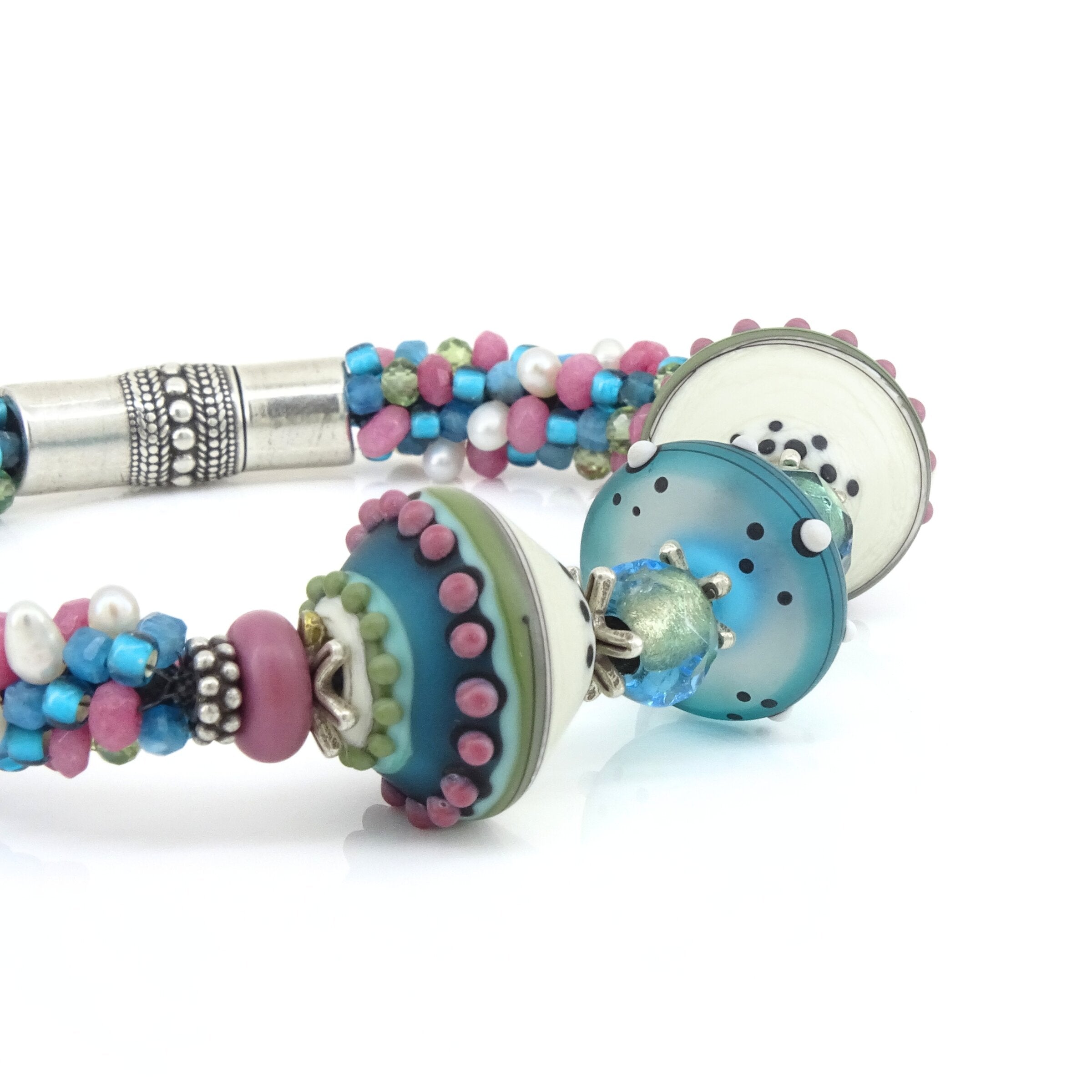A Touch of Teal & Raspberry Bracelet