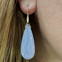 Blue Lace Agate Trapeze Earrings