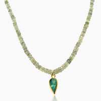 Mossy Green Sapphires & Emerald Charm Necklace