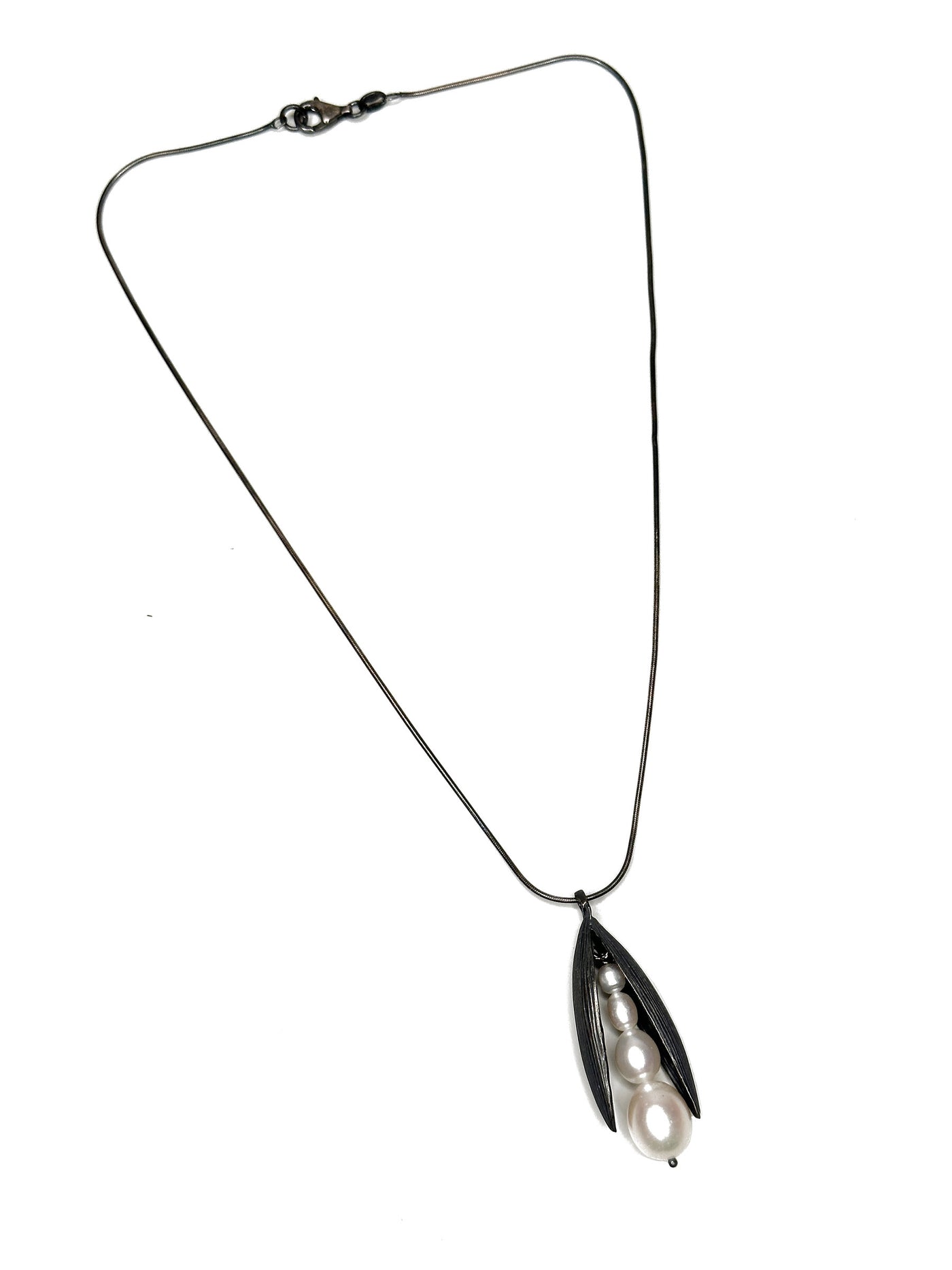 Oxidized Pod Pendant Necklace