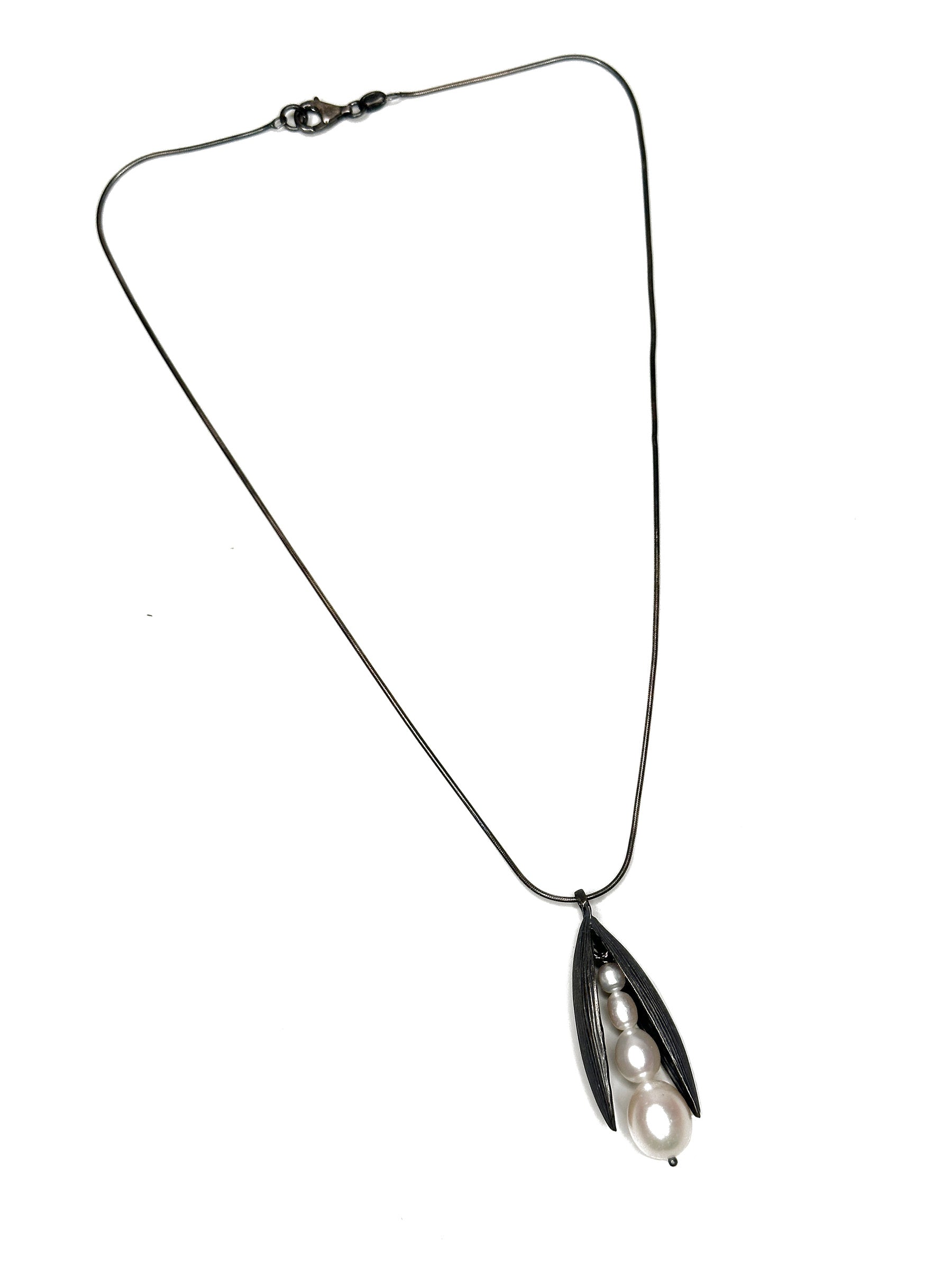 Oxidized Pod Pendant Necklace