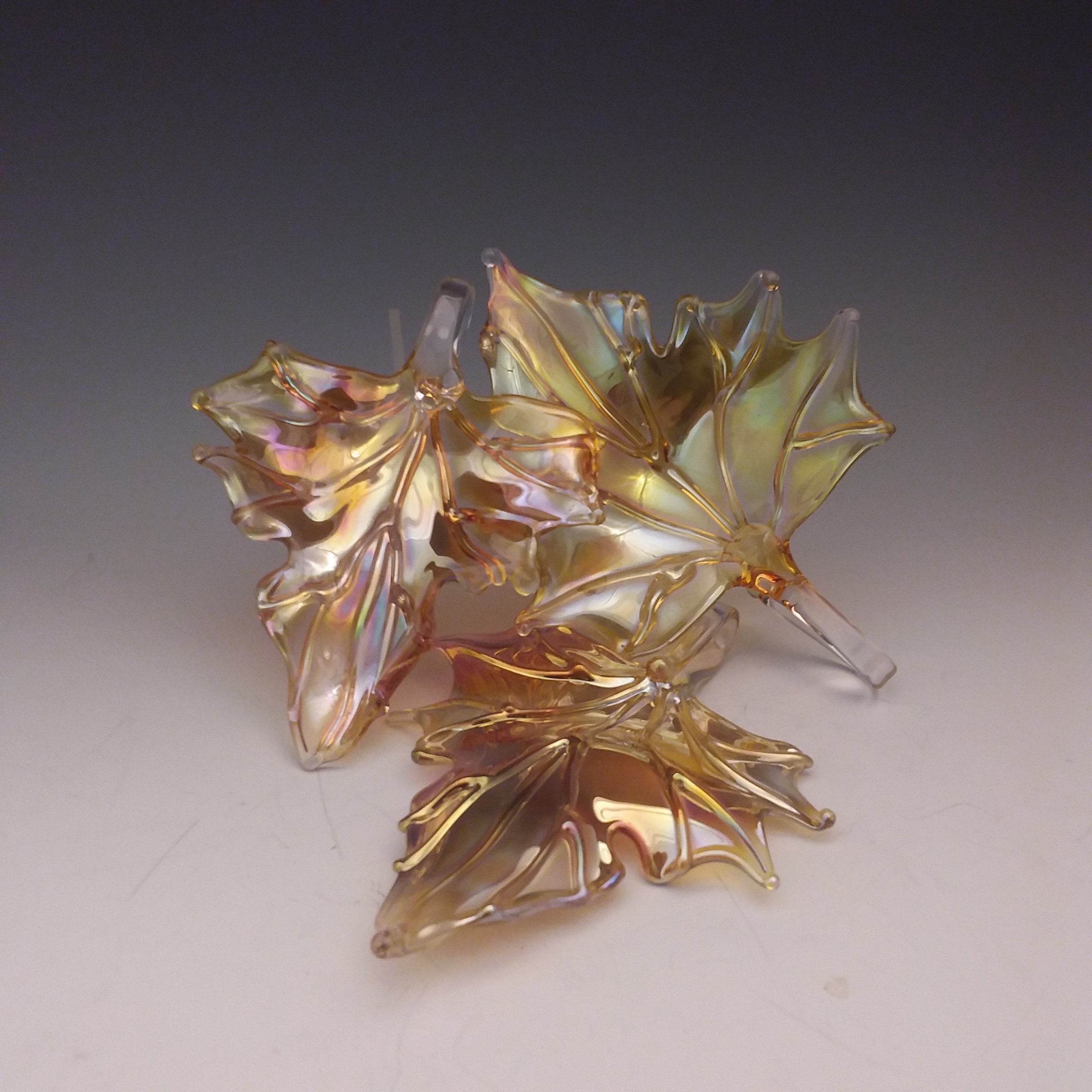 Set of Three Glass Leaves