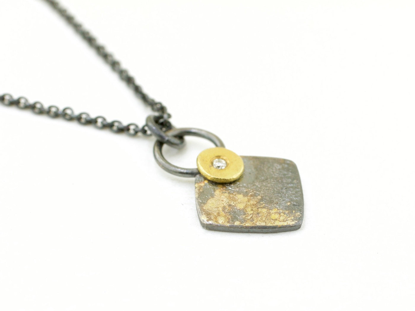 Silver and Gold Fused Diamond Lichen Pendant