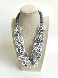 White Rings & Blue Pattern Necklace