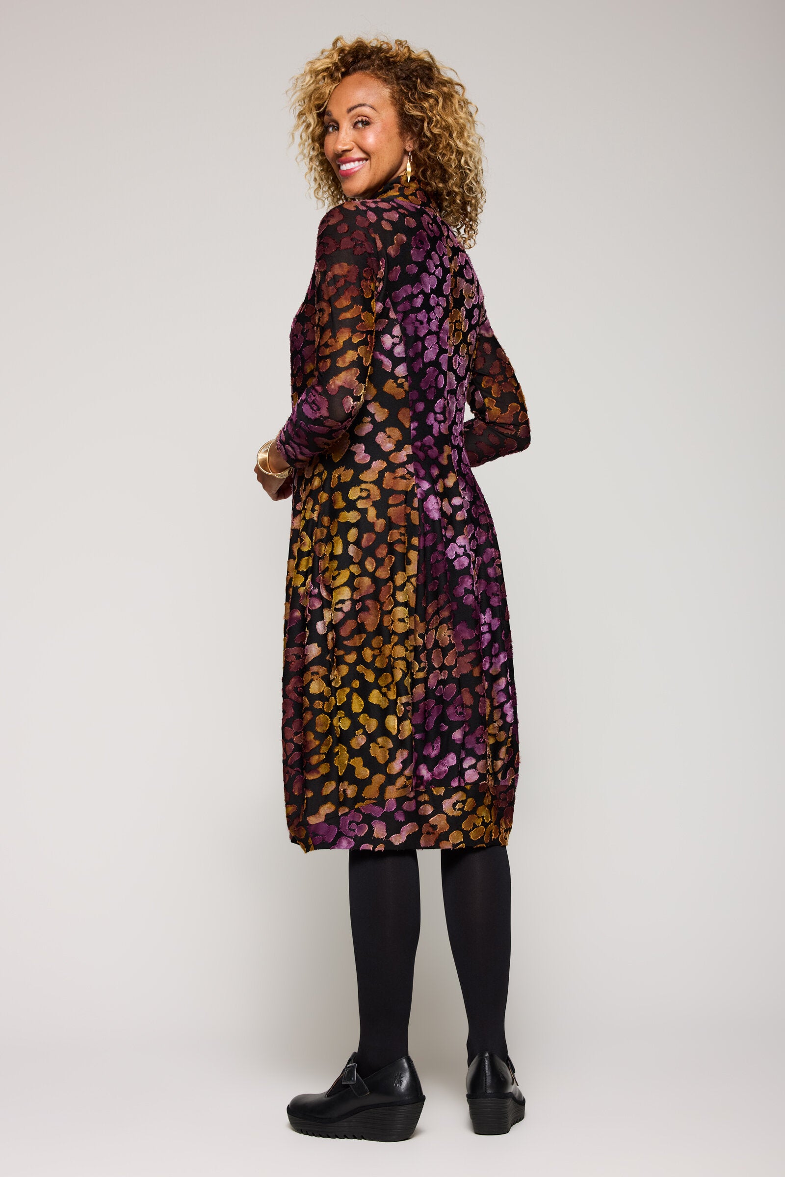 ワンピース Bloom-Sleeve Jacquard Dress / wine berry ワンピース Bloom-Sleeve Jacquard Dress / wine berry Berry Purple