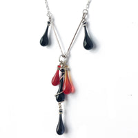 Black and Red Cluster Y-Necklace