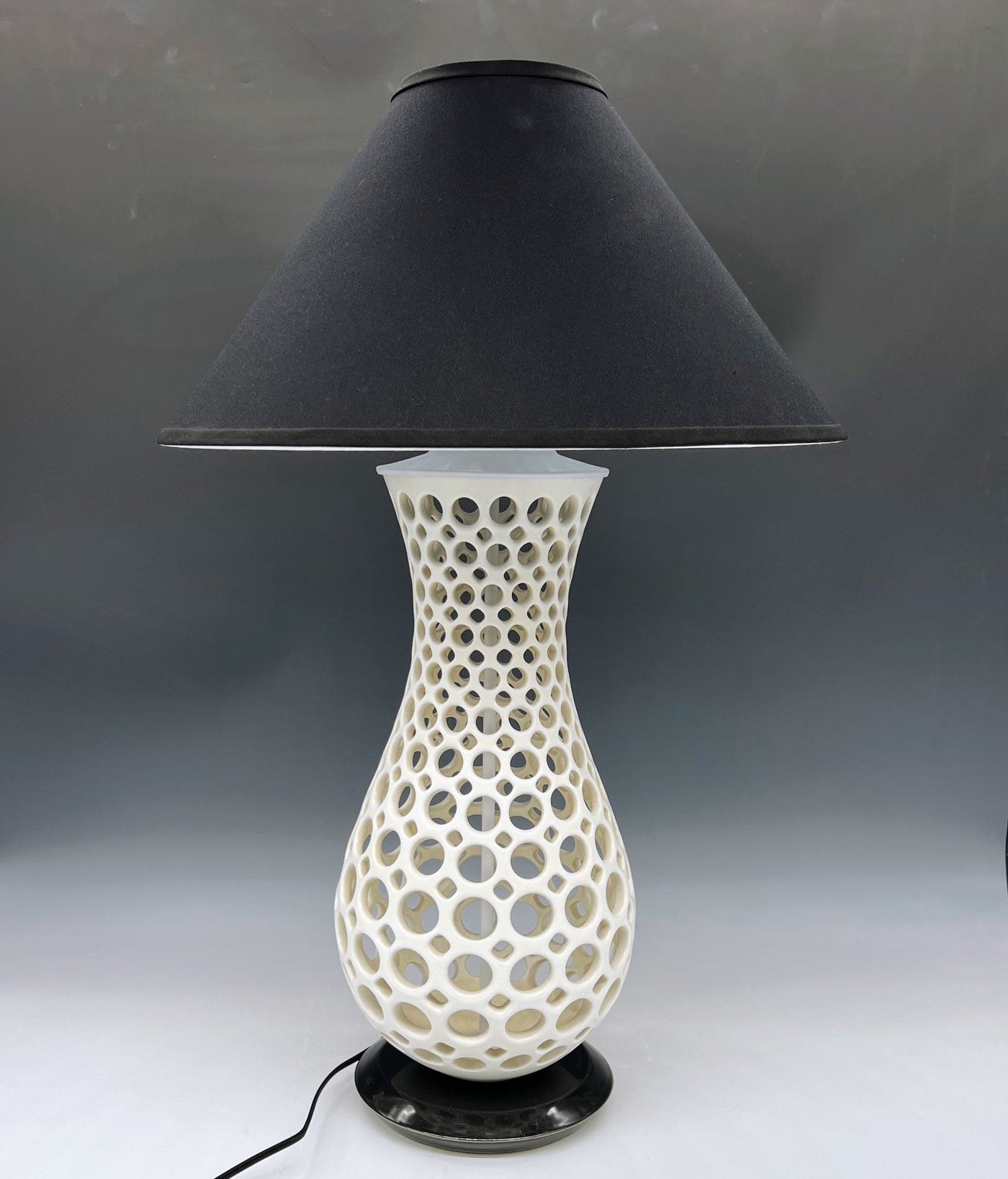 Pierced White Curvy Table Lamp