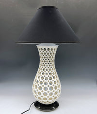 Pierced White Curvy Table Lamp