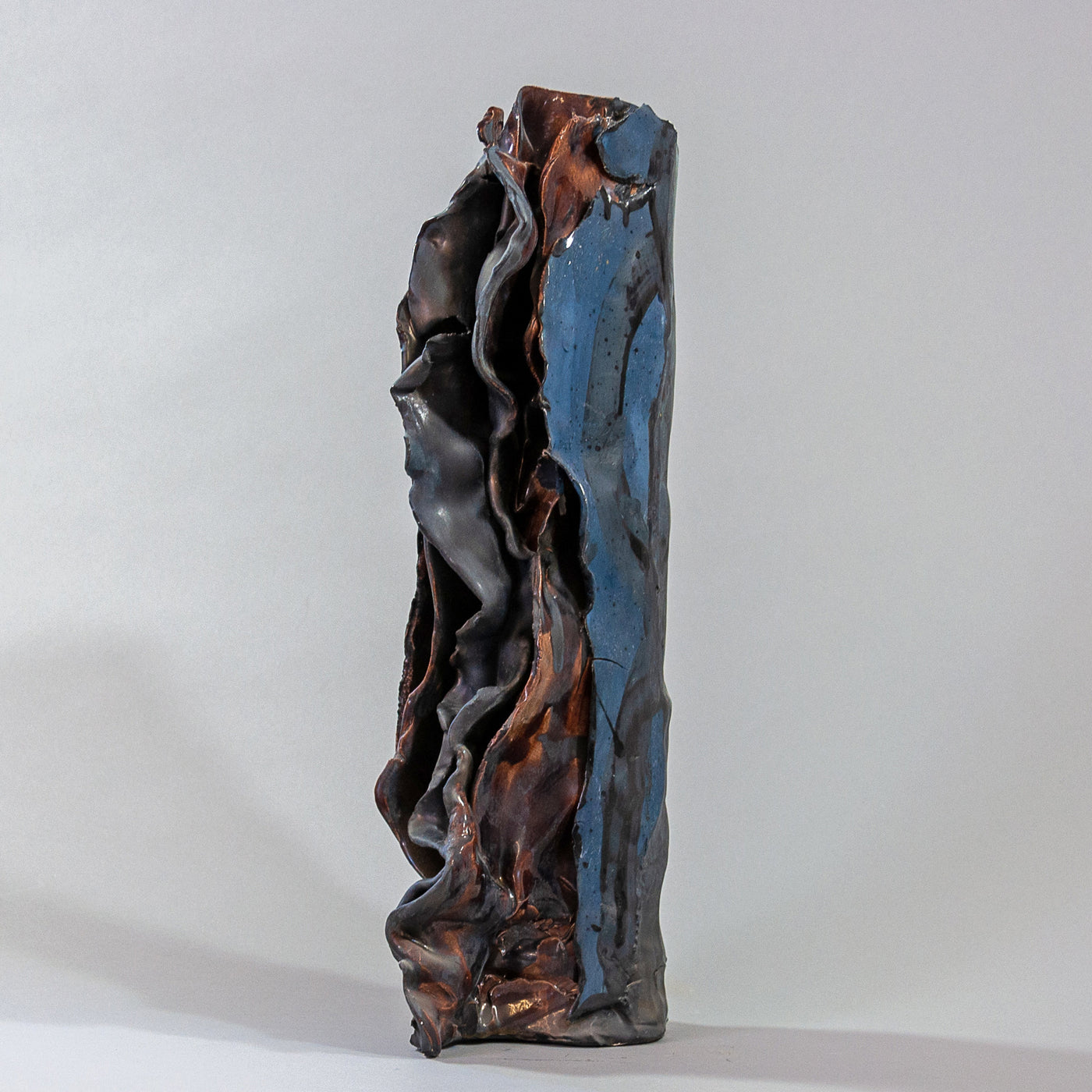 Black Ceramic Vase with Dark Blue Ruffle