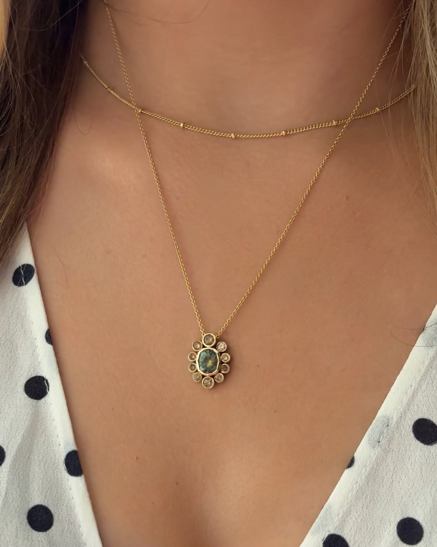 Montana Sapphire & Brown Diamonds Pendant