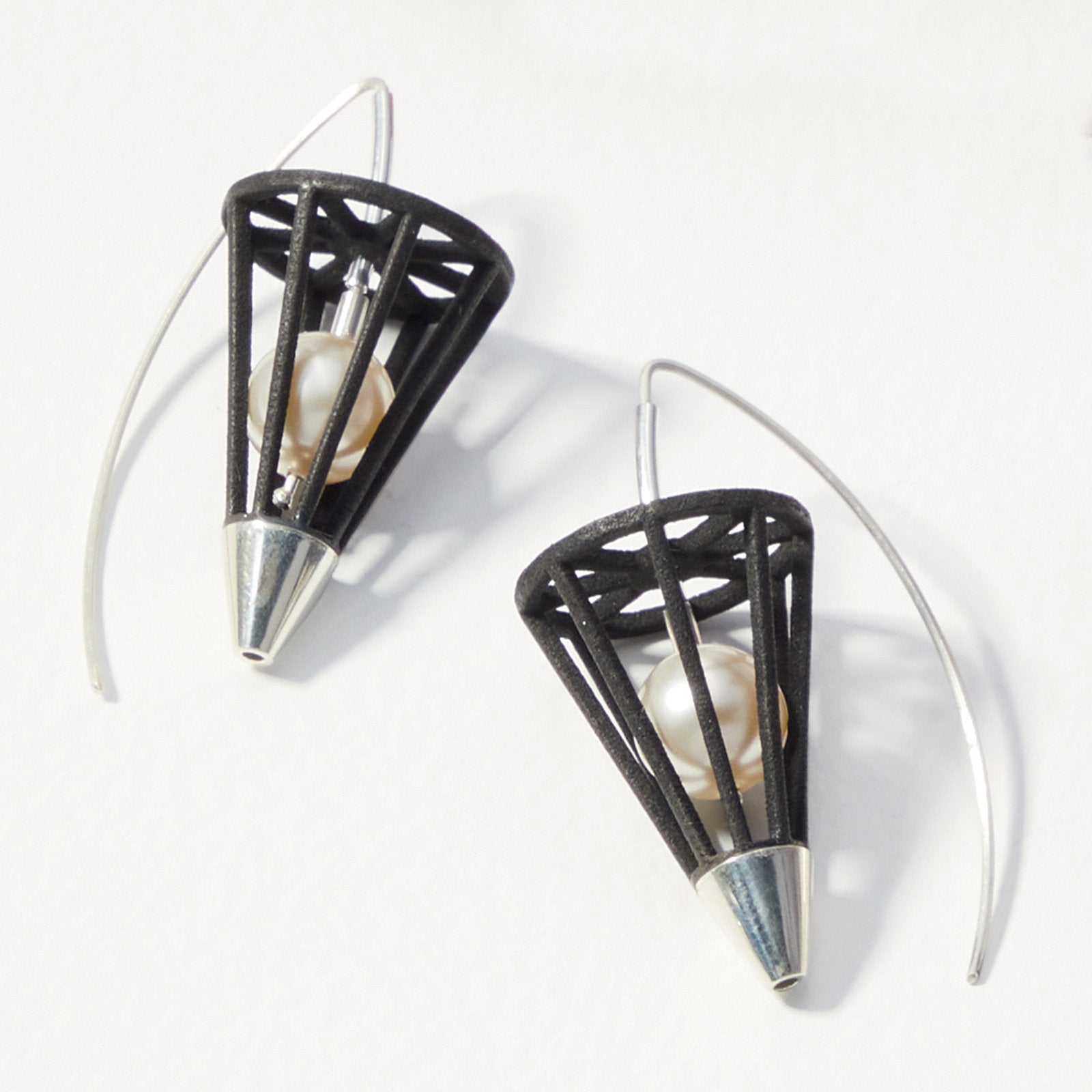 Cone and Pearl Earrings