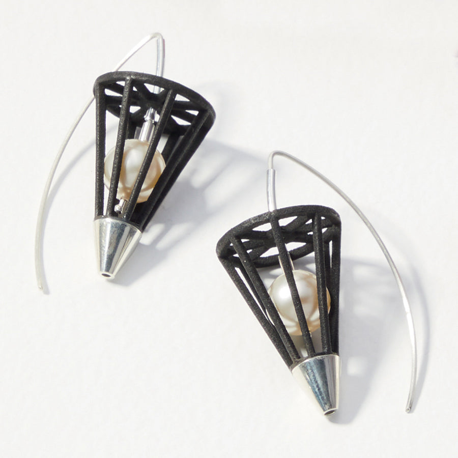 Cone and Pearl Earrings