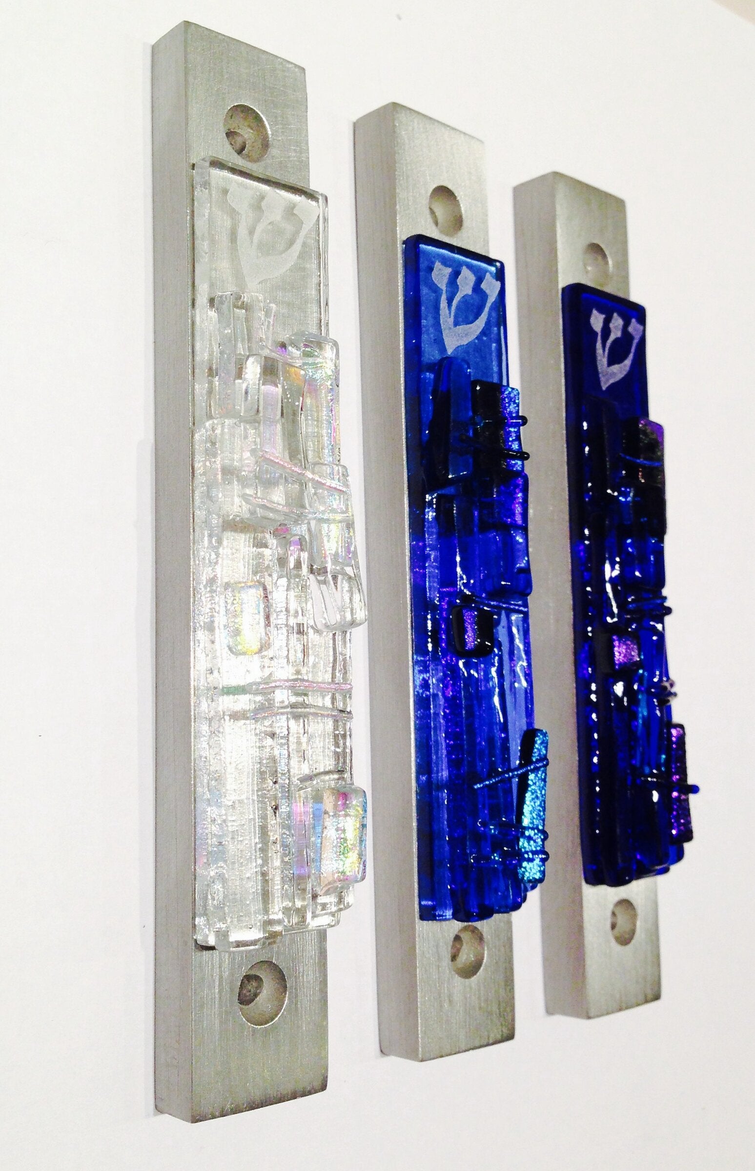 left to right: diamond, light blue, cobalt