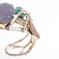 Druzy and Apatite Crystal Twig Cuff