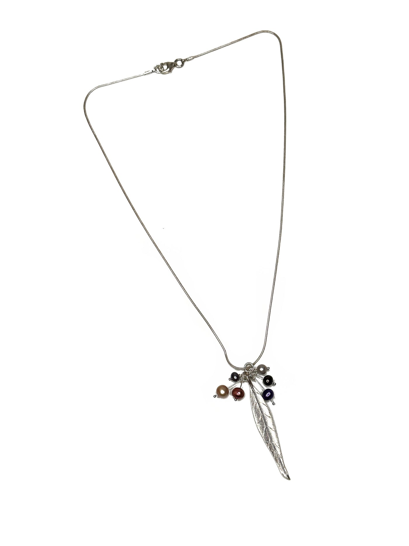 Feather and Pearl Pendant Necklace