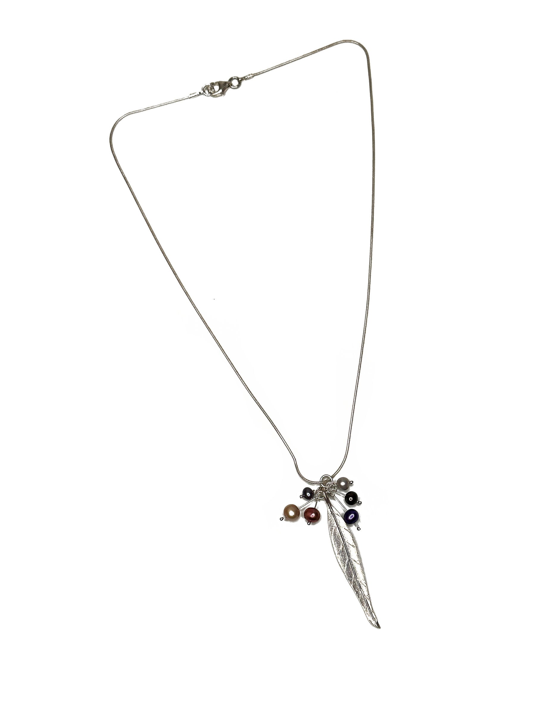 Feather and Pearl Pendant Necklace
