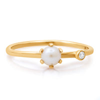 Duet Pearl & Diamond Ring