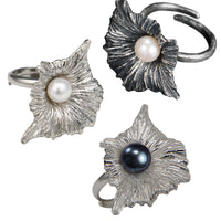 top to bottom: White Pearl & Oxidized silver, White Pearl & Bright Silver, Black Pearl & Bright Silver