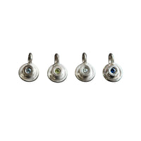 Left to Right: Aquamarine, Peridot, Diamond, Blue Sapphire