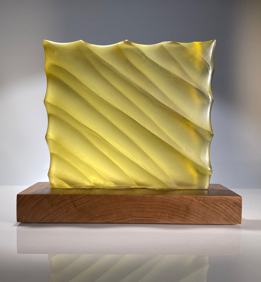 Quilted Panel in Citrine with Cherry Wood Base