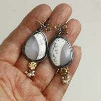 Dendritic Opal, Flowers & Sprouts Earrings