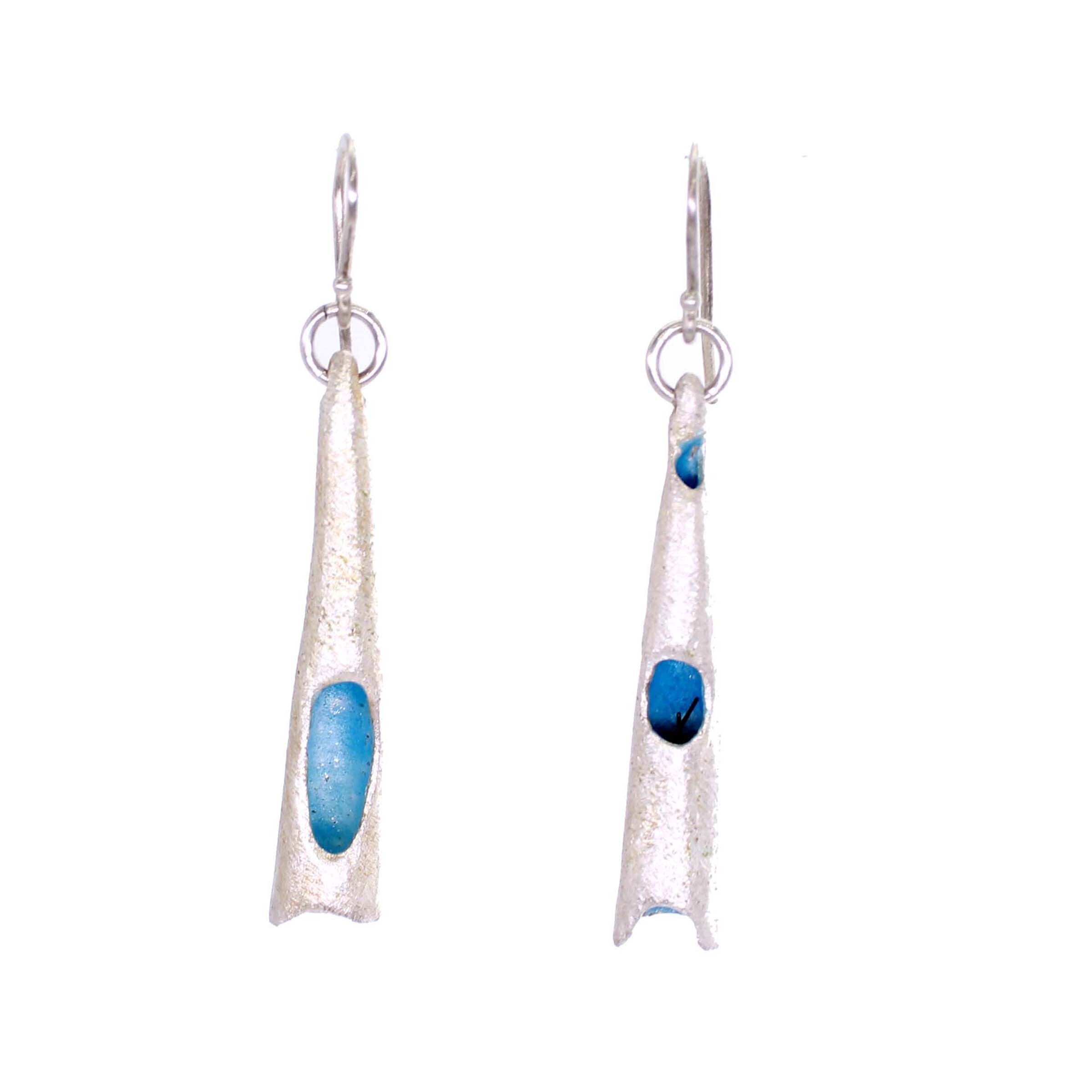 MCM Blue Cone Dangle Earrings