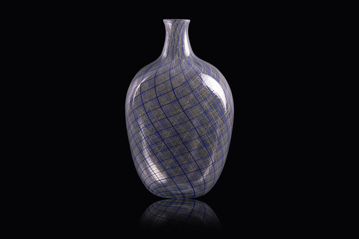 Blue Green and White Wide Vase