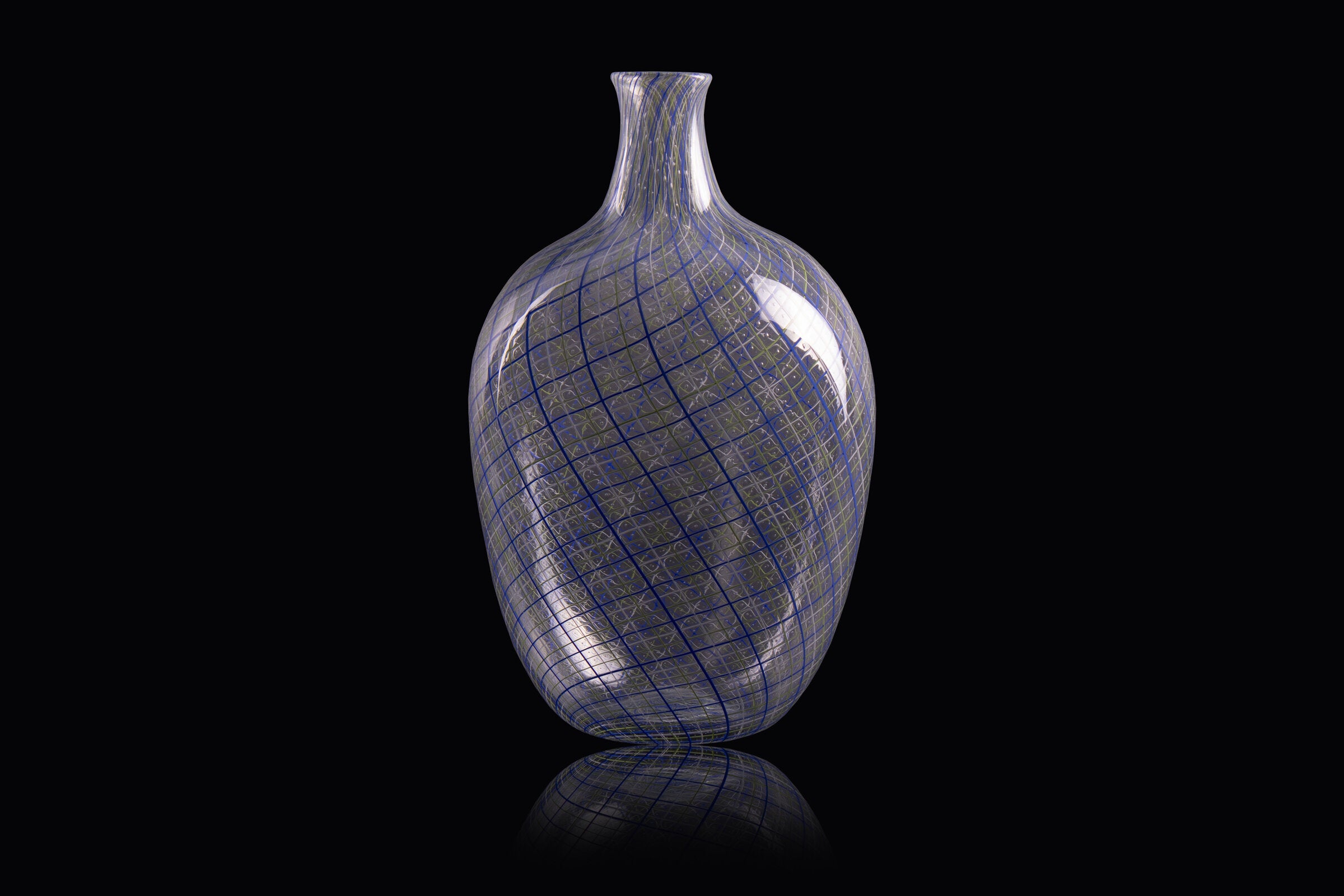 Blue Green and White Wide Vase