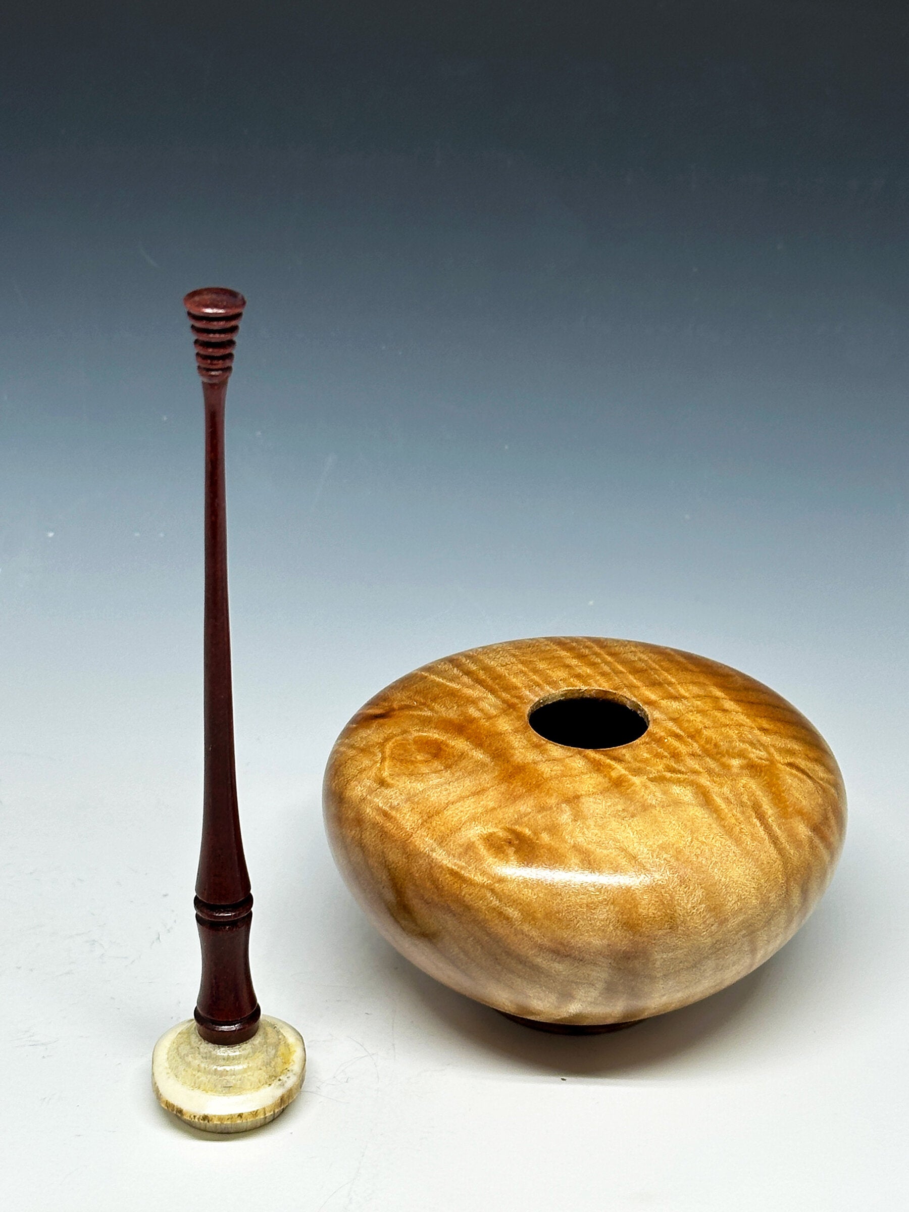 Curly Maple Lidded Vessel with lid off | Photo by John M. Russell