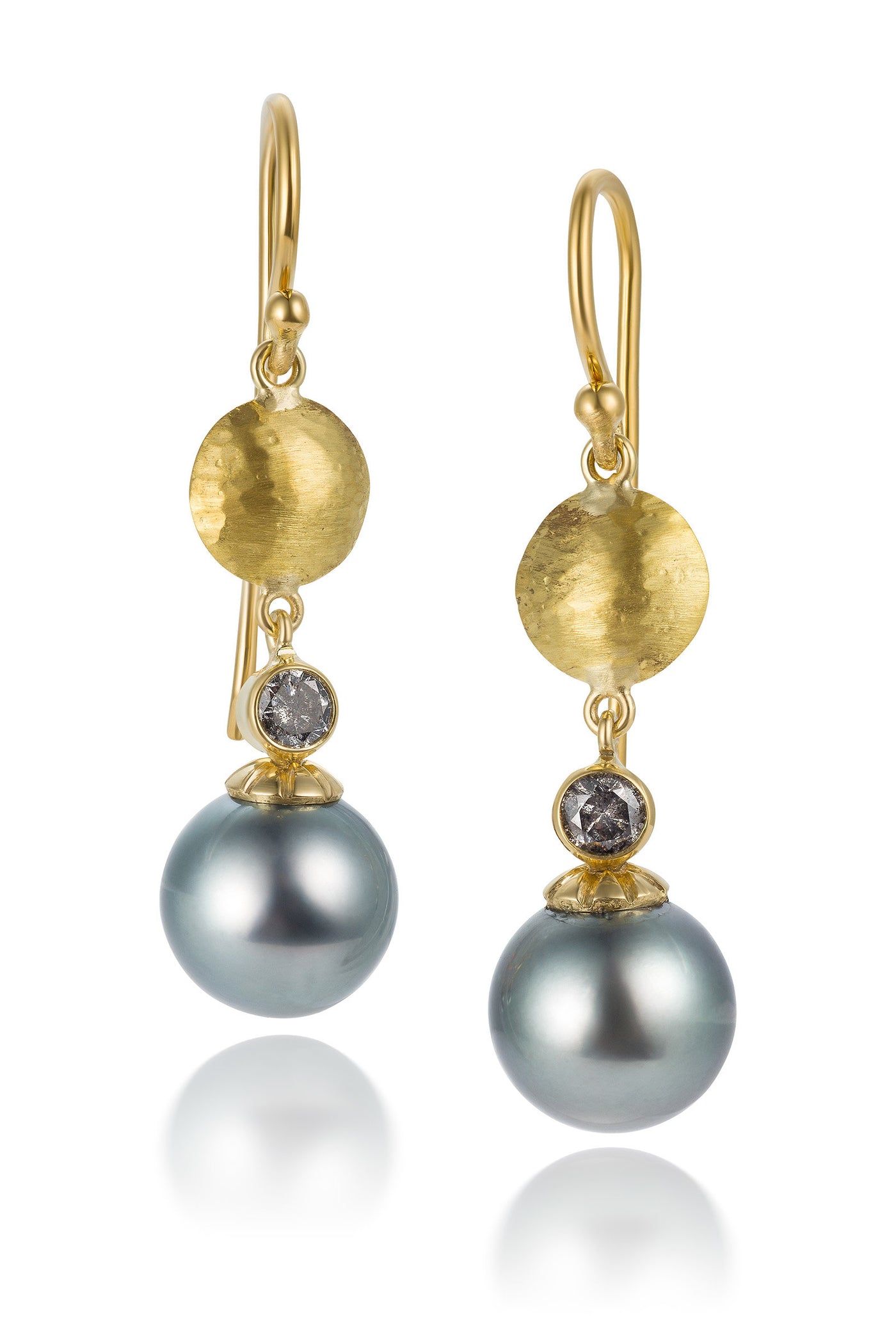 Gold Dome, Pearl & Diamond Earrings
