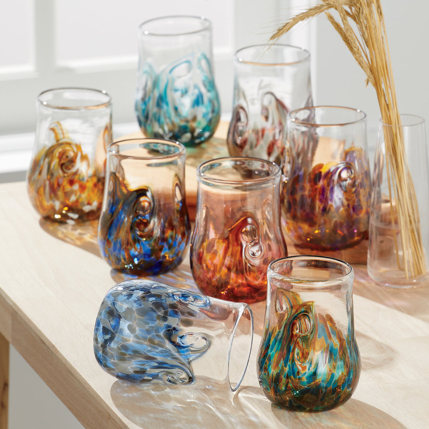 Set of Eight Element Twisty Cups