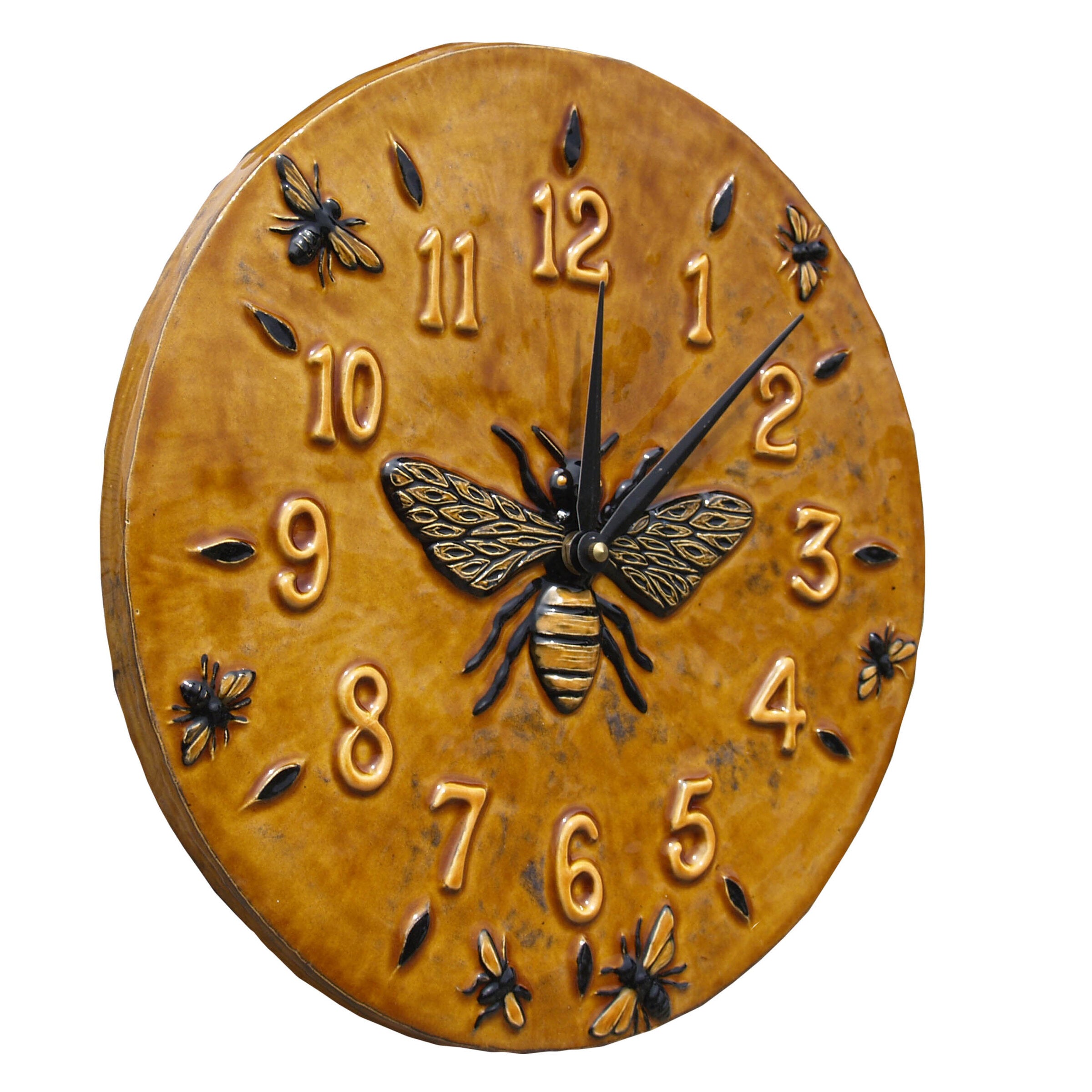 Honeybee Wall Clock in Amber Yellow