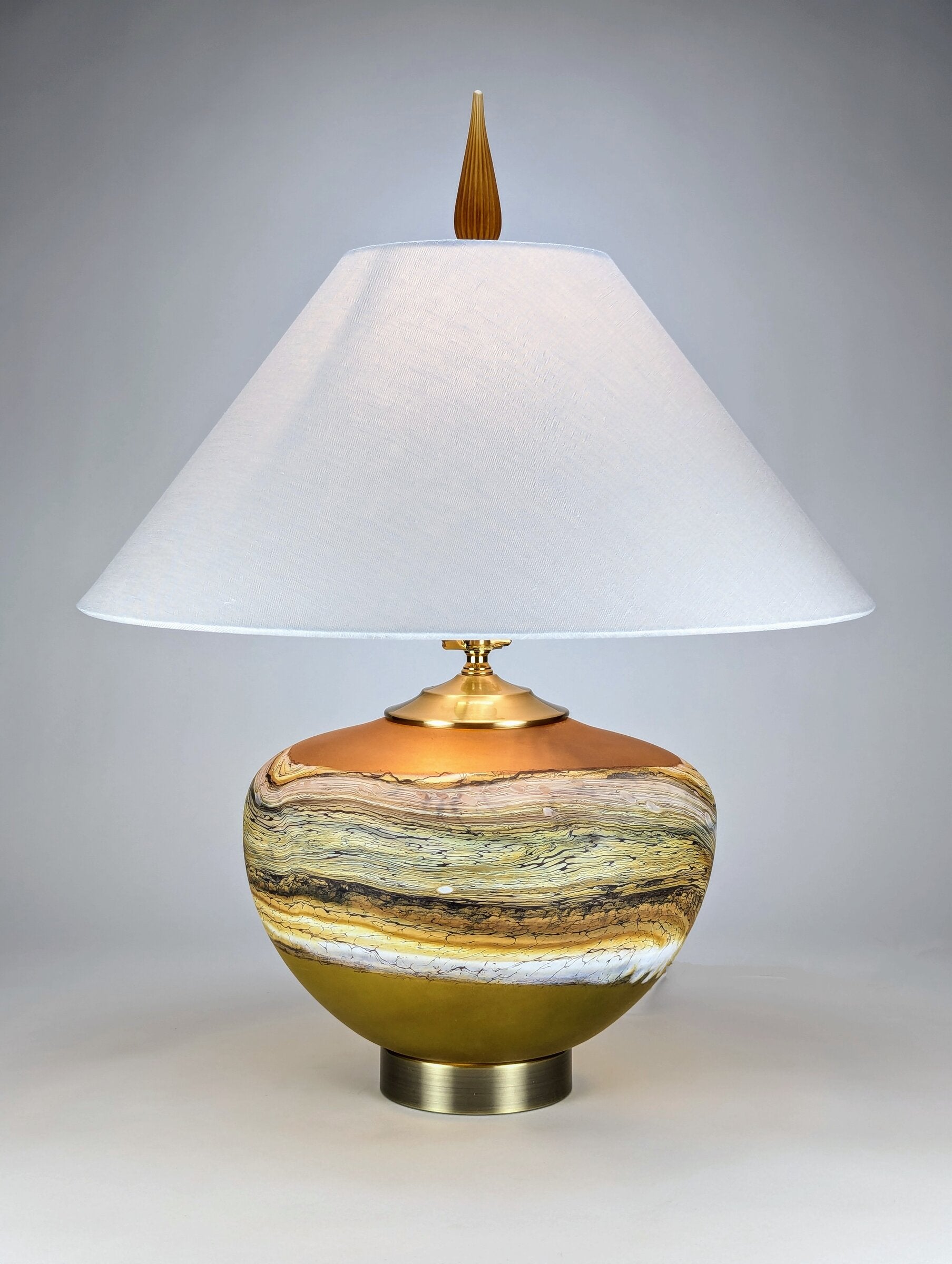 Satin Strata Table Lamp in Tangerine and Lime