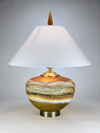 Satin Strata Table Lamp in Tangerine and Lime