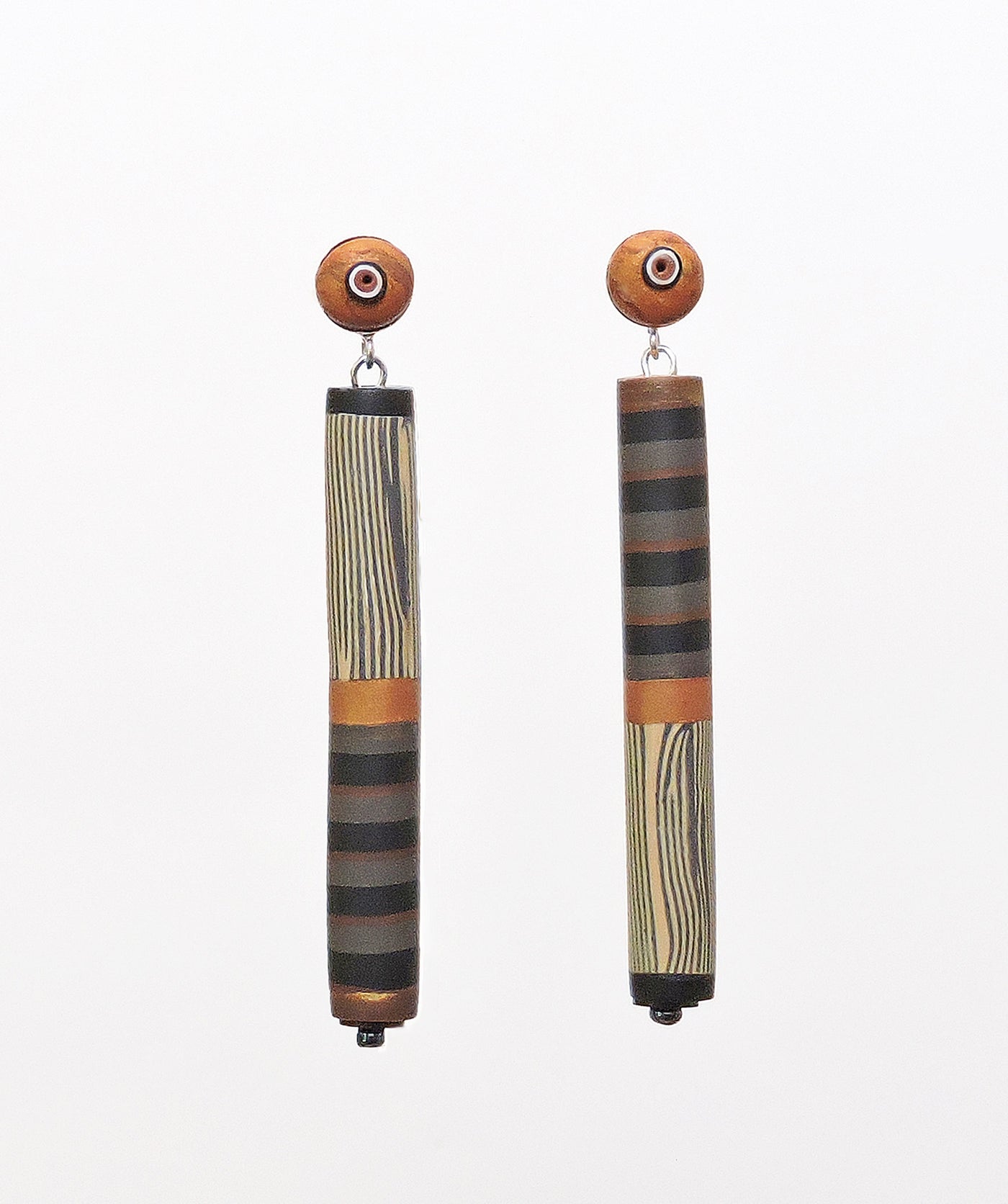 Old Gold Tube Dangle Earrings