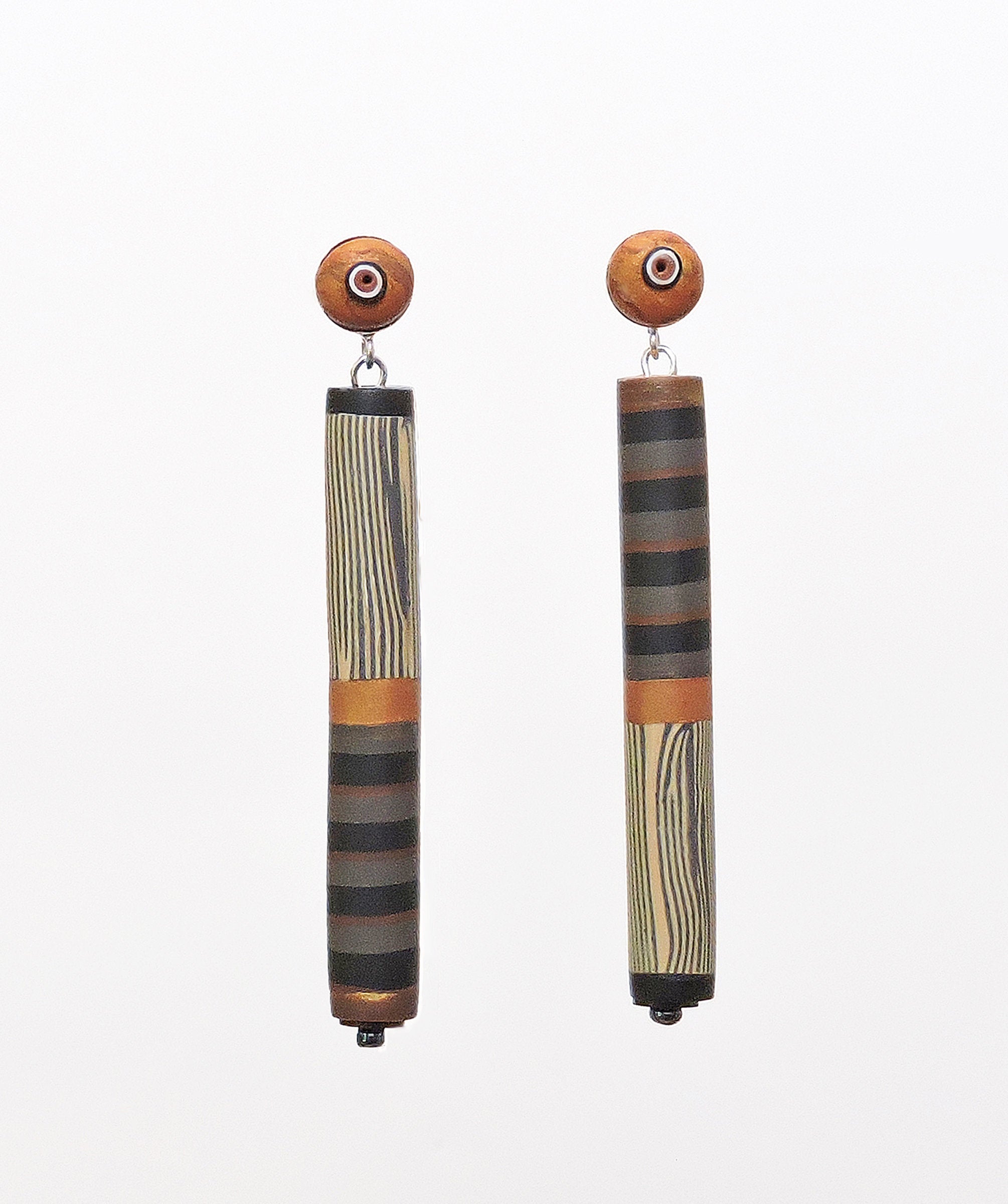 Old Gold Tube Dangle Earrings