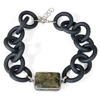 Large Labradorite and Rubber Necklace