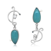 Chalcedony & Blue Diamond Earrings