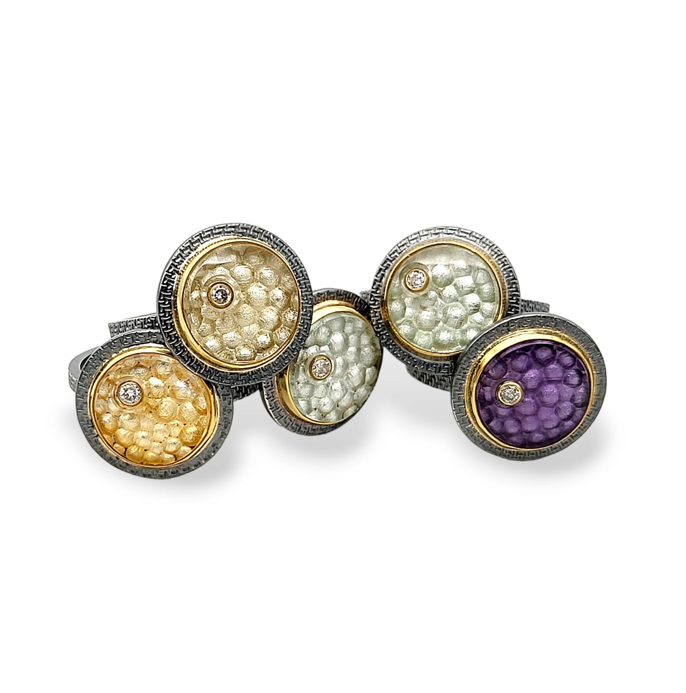 Silver Bubble Gem Rings